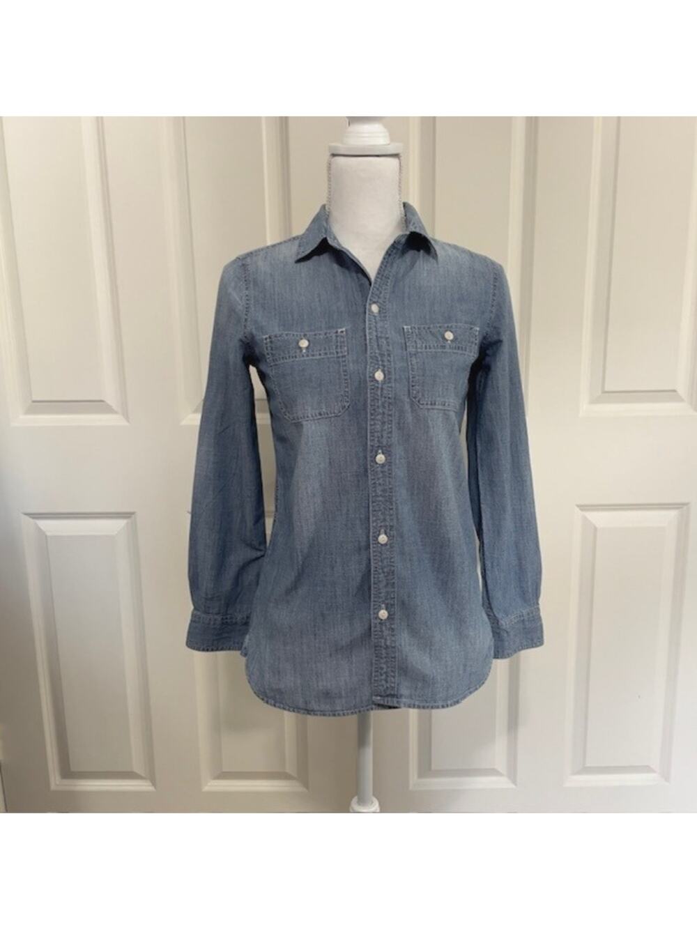 Madewell Chambray Denim Button Down Shirt Long Sleeve Western Style XXS
